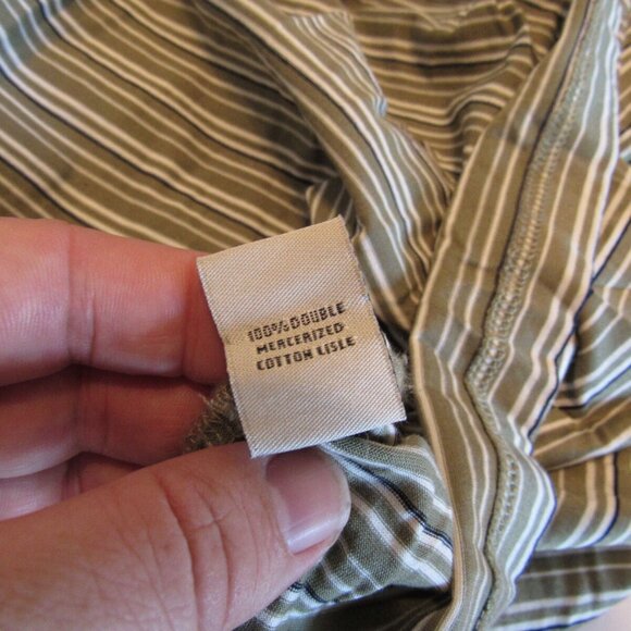 Pebble Beach Golf Shirt Size Large Men's Olive Green Logo Links Striped EUC - Picture 7 of 7